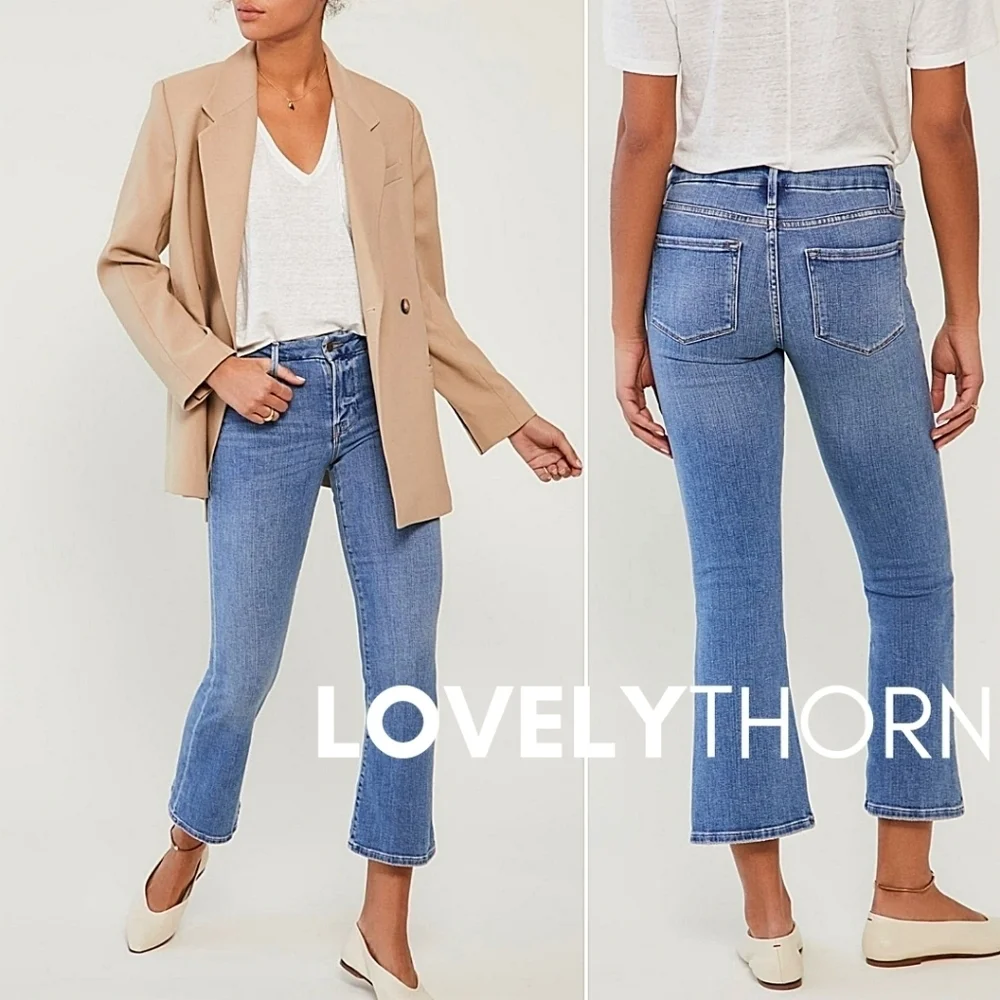 FRAME // le crop mini boot super stretch denim jeans in melville wash - Picture 2 of 13